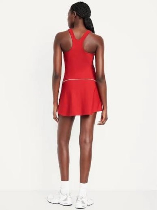 Old Navy Red Mini Dress with White Piping - Picture 2 of 3